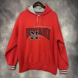 Vintage Starter Nebraska Cornhuskers Hoodie Sweatshirt Men‎ Size Large 90s